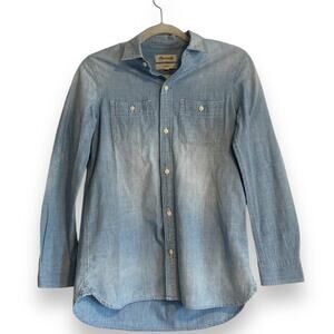Women's Madewell Classic Fit Chambray Faded Cotton Long Sleeve Shirt Size XS
